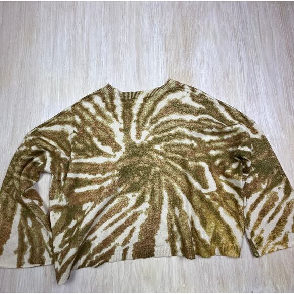 Gilded Intent Buckle Crew Neck Boho Cozy Knit Tie Dye Soft Pullover Sweater LG - Picture 6 of 16